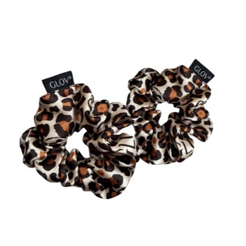 Glov Satin Scrunchies satynowe gumki do włosów M Cheetah 2szt