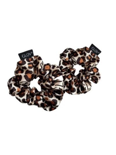 Glov Satin Scrunchies satynowe gumki do włosów S/M Cheetah 2szt