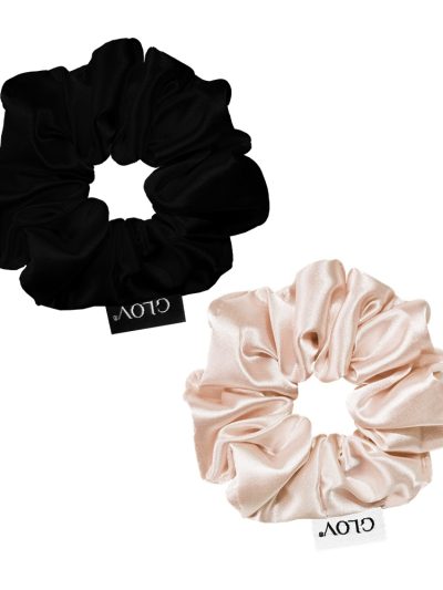 Glov Satin Scrunchies satynowe gumki do włosów M Champagne/Black 2szt