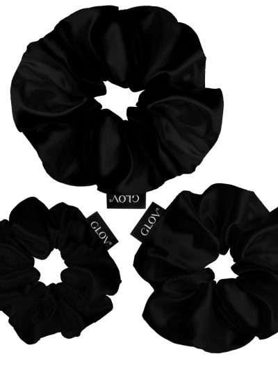 Glov Satin Scrunchies gumki do włosów S/M/L Black 3szt