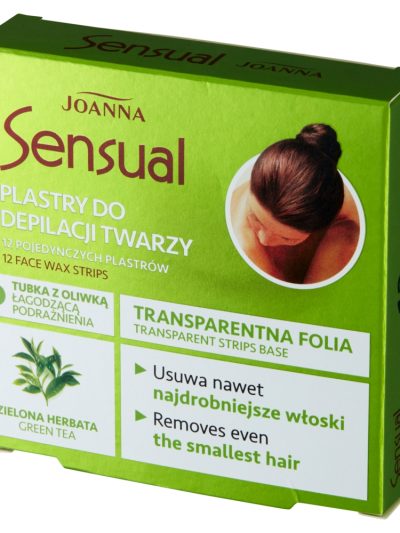 Joanna Sensual plastry do depilacji twarzy Zielona Herbata 12szt + tubka z oliwką łagodzącą podrażnienia 10ml