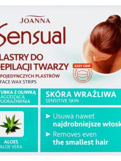 Joanna Sensual plastry do depilacji twarzy Aloes 12szt + tubka z oliwką łagodzącą 10ml