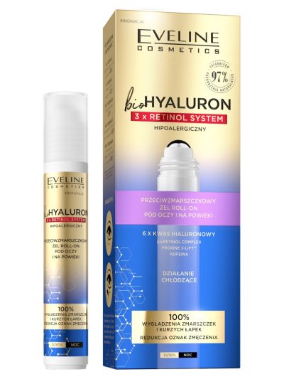 Eveline Cosmetics BioHyaluron 3 x Retinol przeciwzmarszczkowy żel roll-on pod oczy i na powieki 15ml