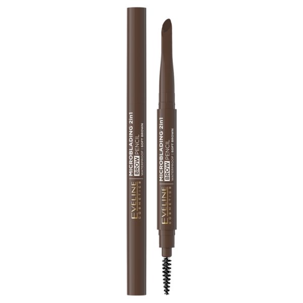 Eveline Cosmetics Microblading Brow Pencil 2in1 precyzyjna kredka do brwi 02 Soft Brown