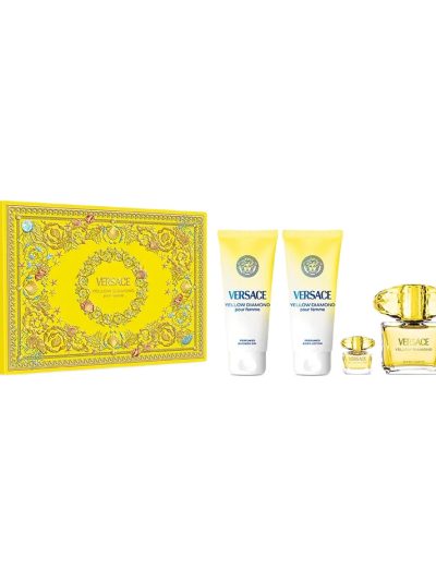 Versace Yellow Diamond zestaw woda toaletowa spray 90ml + balsam do ciała 100ml + żel pod prysznic 100ml + woda toaletowa 5ml
