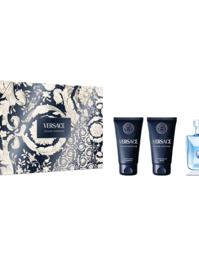 Versace Pour Homme zestaw woda toaletowa spray 50ml + żel pod prysznic 50ml + balsam po goleniu 50ml