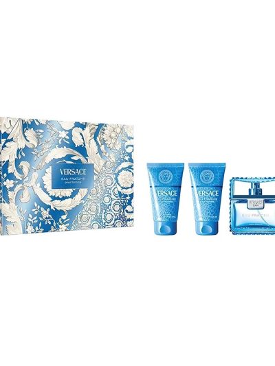Versace Man Eau Fraiche zestaw woda toaletowa spray 50ml + żel pod prysznic 50ml + balsam po goleniu 50ml