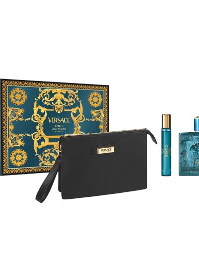 Versace Eros Pour Homme zestaw perfumy spray 100ml + perfumy spray 10ml + kosmetyczka