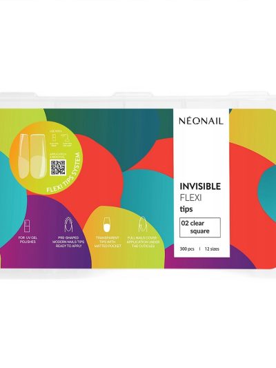 NeoNail Invisible Flexi Tips tipsy elastyczne do przedłużania paznokci 02 Clear Square 300szt
