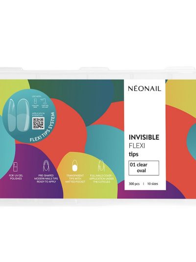 NeoNail Invisible Flexi Tips tipsy elastyczne do przedłużania paznokci 01 Clear Oval 300szt